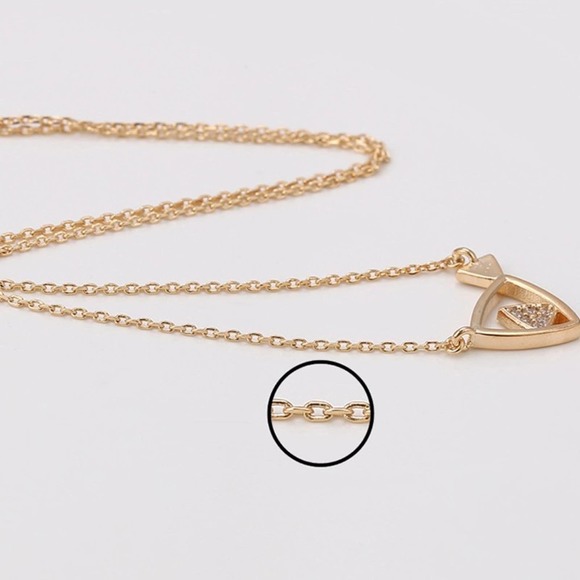 18k Gold Plated Triangle Pendant Necklace - Picture 5 of 7